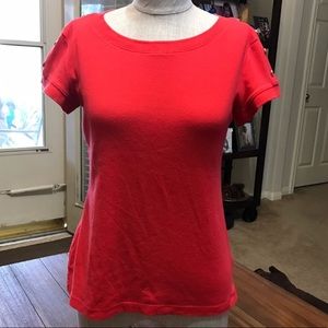 Talbots Orange Stretch Weekend Tee sz XS EUC